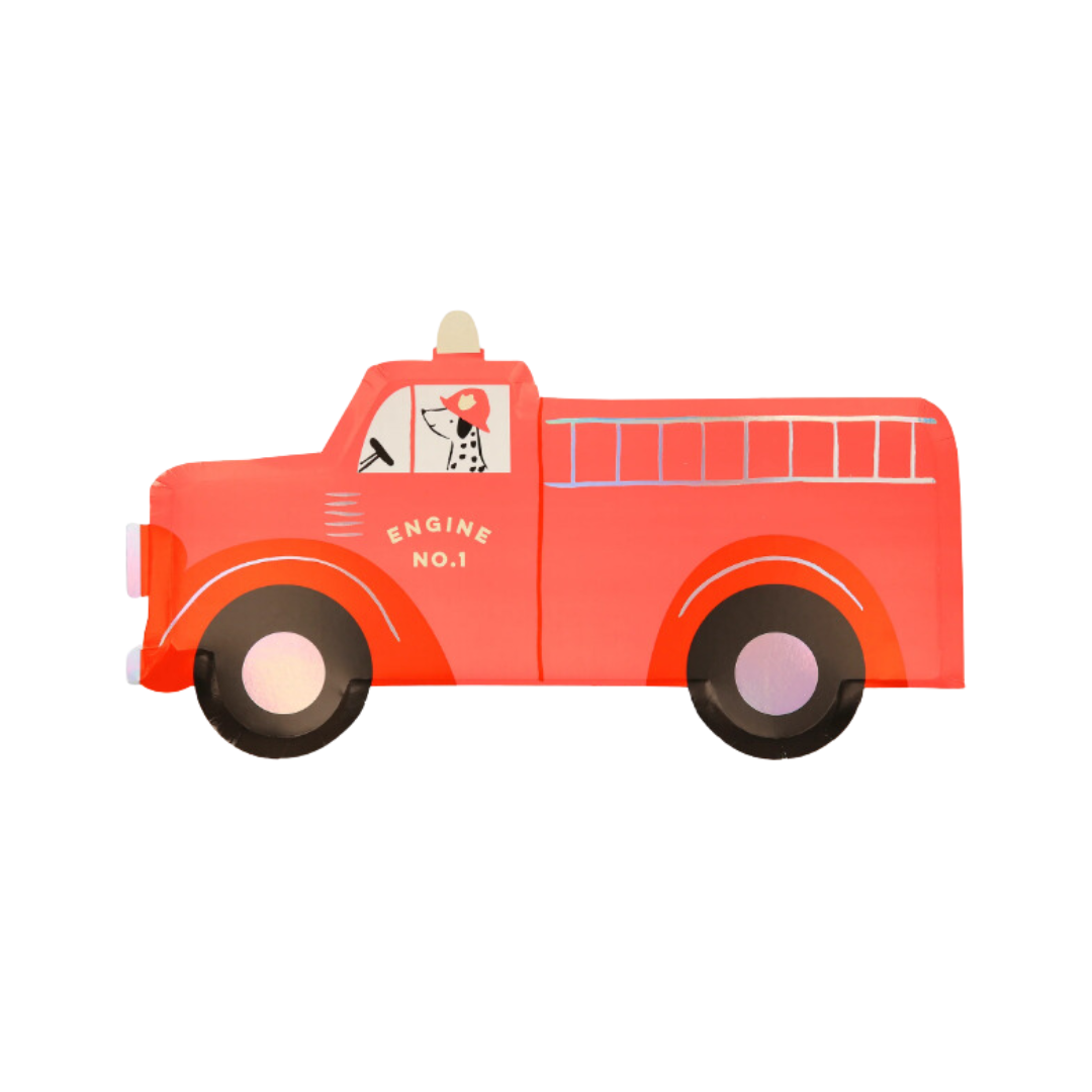 Meri Meri - Brandweerwagen bordjes (x8)