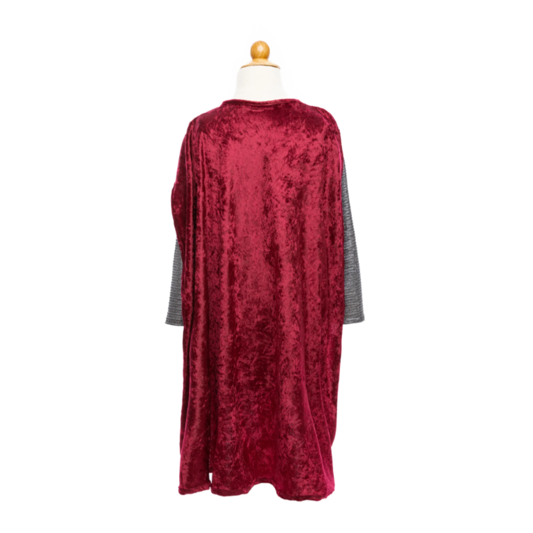 Great Pretenders - zilveren ridderkostuum met rode cape - size US 7-8