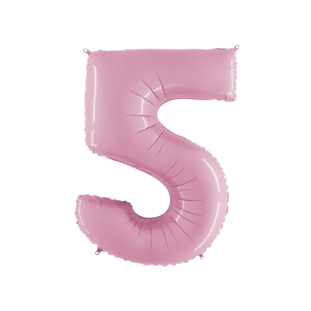 Folie Ballon Cijfer 5 – Pastel Pink (40 inch | 102 cm) – Grabo