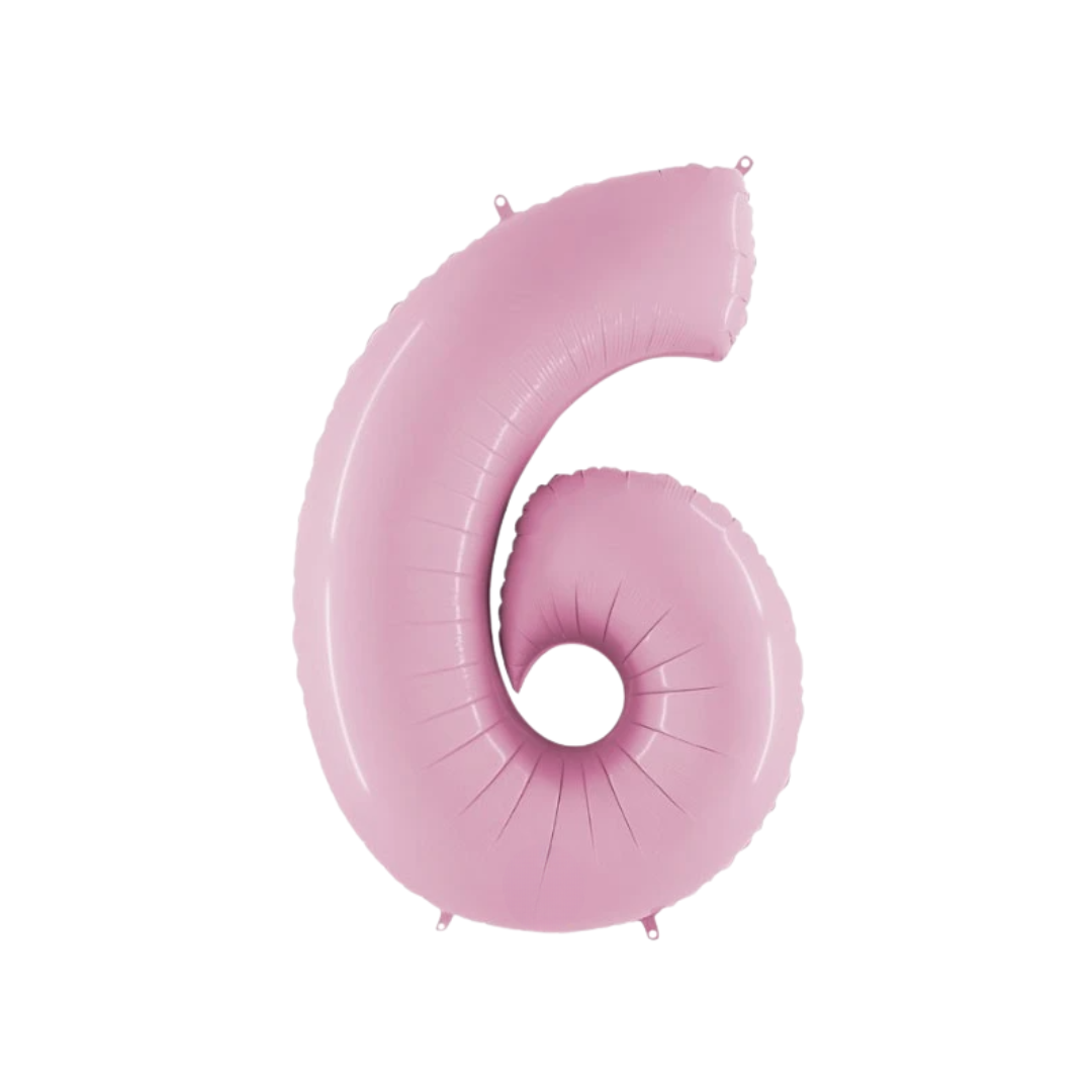 Folie Ballon Cijfer 6 – Pastel Pink (40 inch | 102 cm) – Grabo