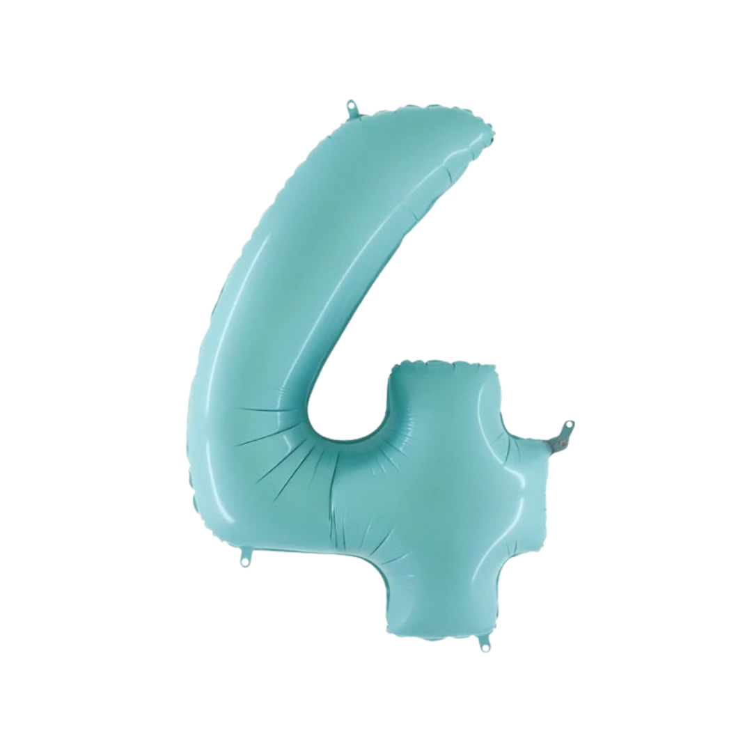Folie Ballon Cijfer 4 – Pastel Blue (40 inch | 102 cm) – Grabo