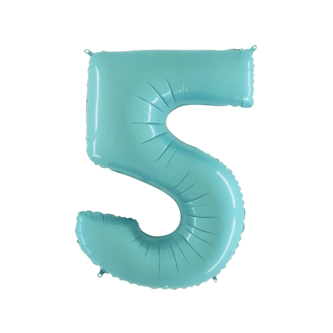 Folie Ballon Cijfer 5 – Pastel Blue (40 inch | 102 cm) – Grabo
