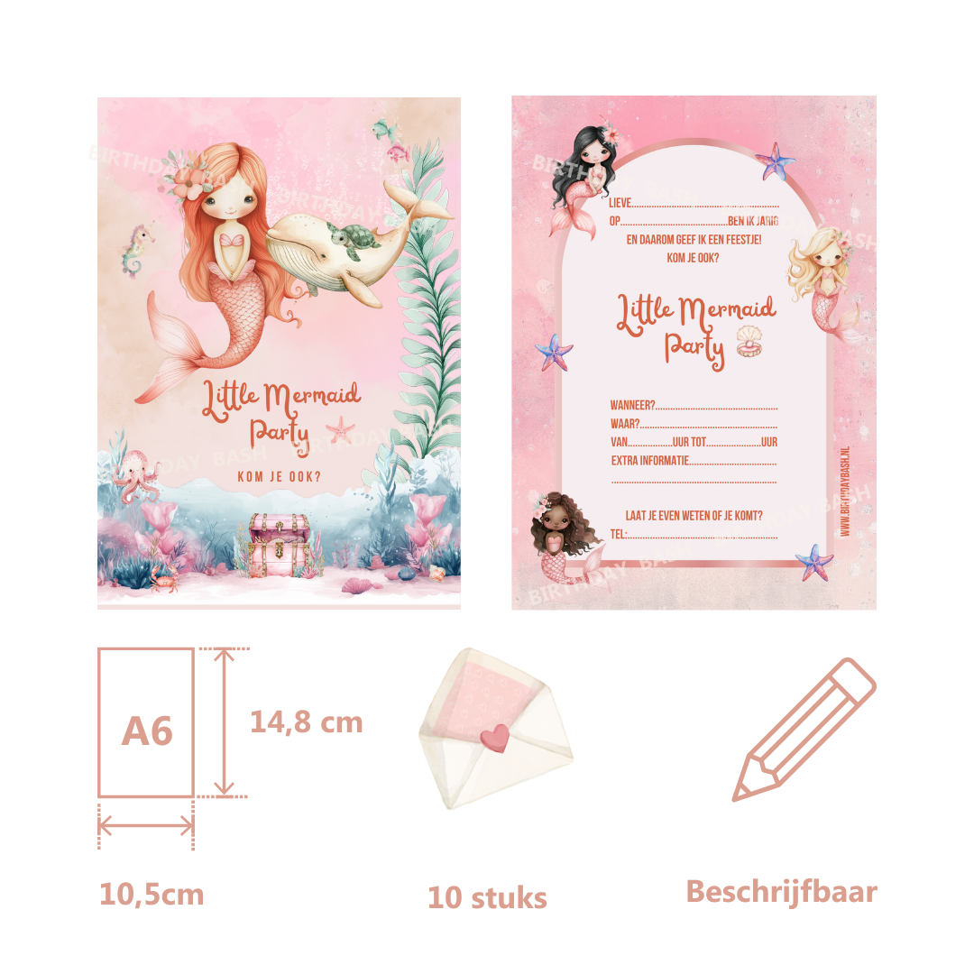 Stijlvolle Uitnodigingen voor jouw Little Mermaid Kinderfeestje!