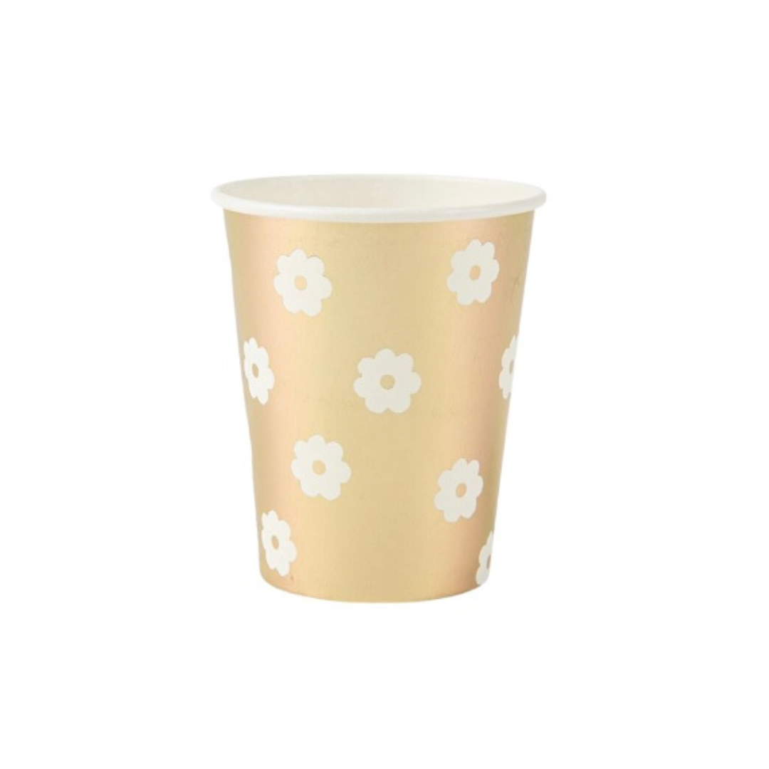 Daisy Flowers Bekers Goud-wit met bloemen