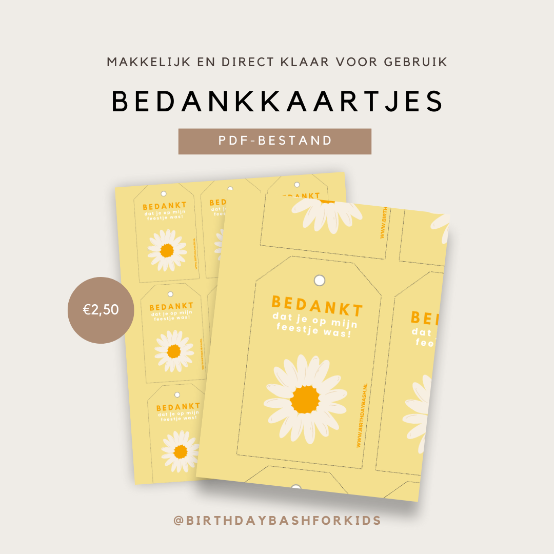 Bedankkaartjes met madeliefjesthema – PDF-bestand