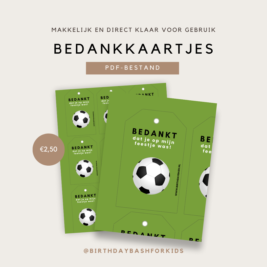 Bedankkaartjes met voetbal thema – PDF-bestand
