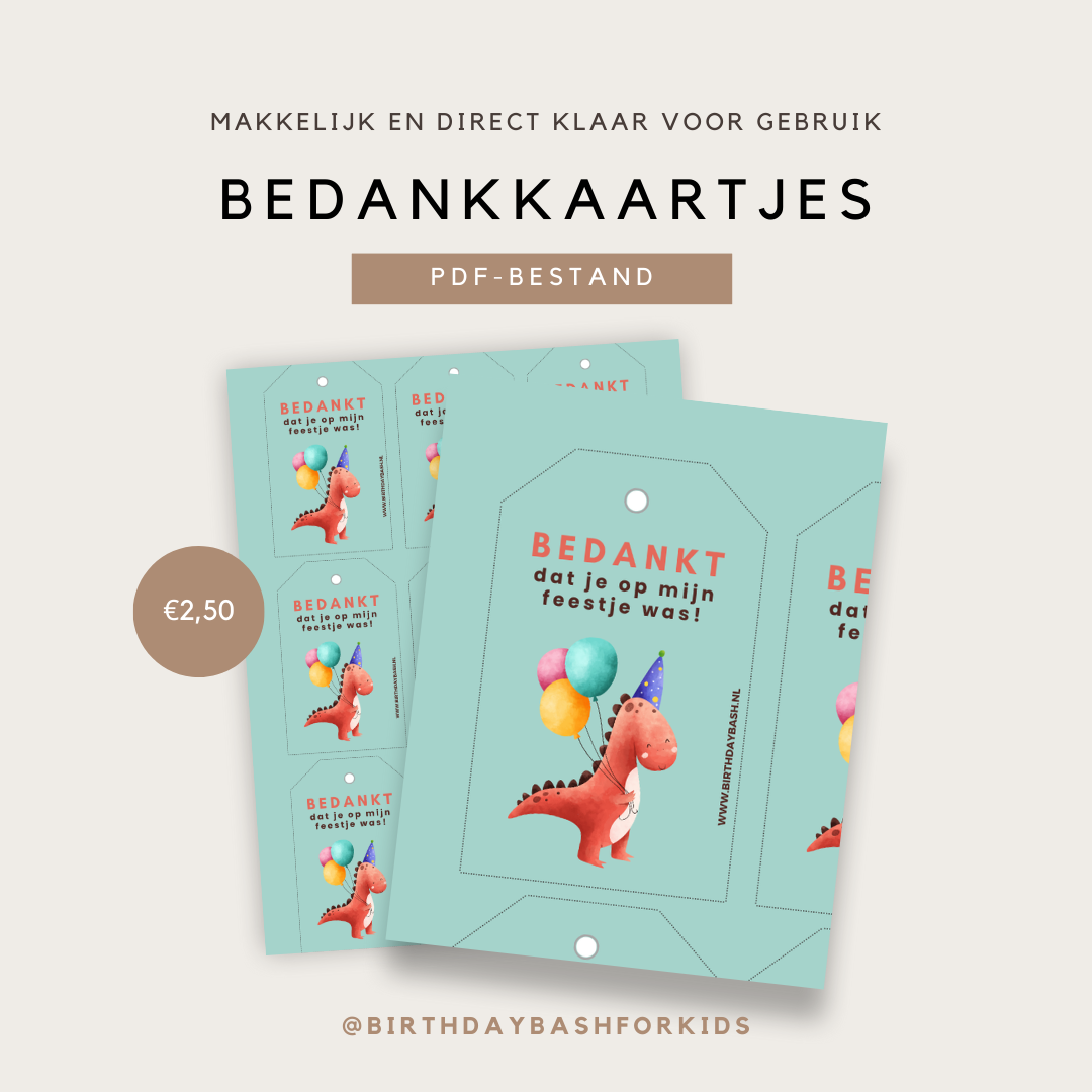Bedankkaartjes met dinosaurus thema – PDF-bestand