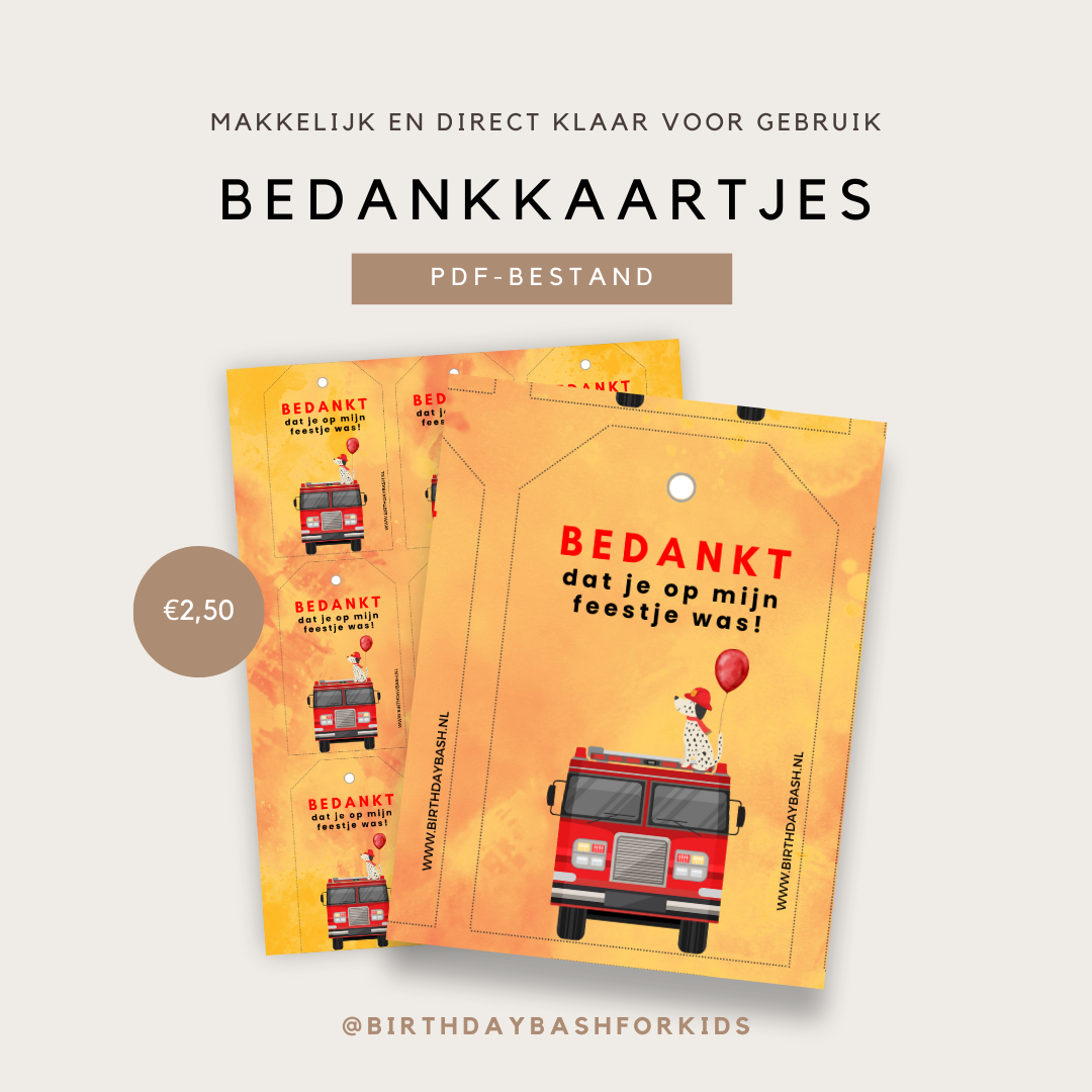 Bedankkaartjes met brandweer thema – PDF-bestand
