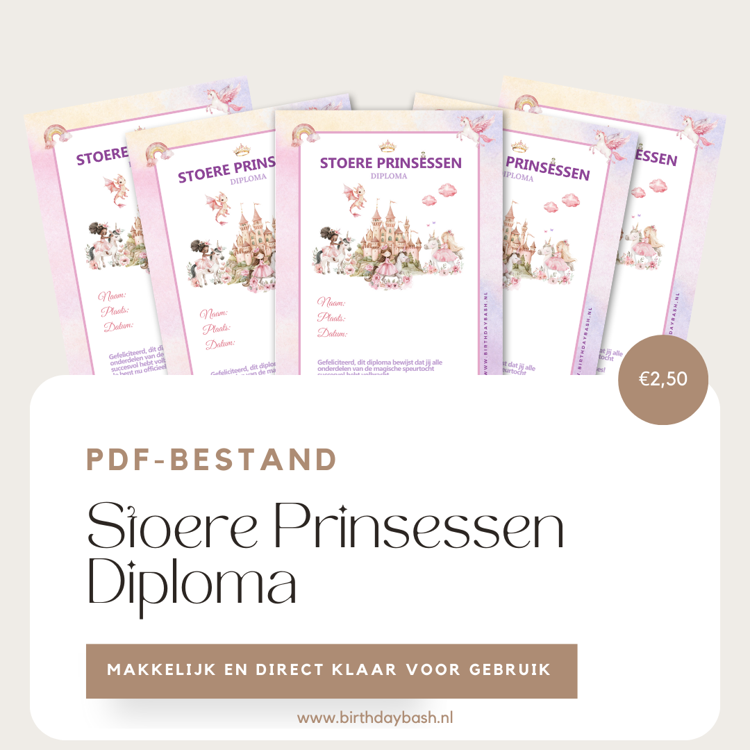 Stoere prinsessen diploma