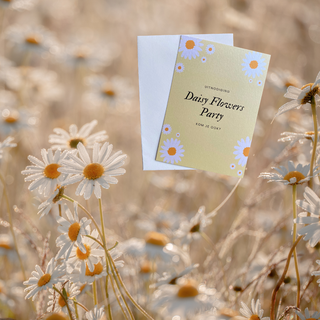 uitnodigingen Daisy Flowers kinderfeestje